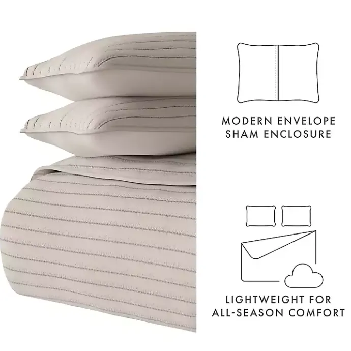 Outlet Kirklands Home Latte Stitched Stripes 3-pc. King Quilt Set Tan