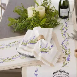 New Kirklands Home Lavender Sprigs Cotton Napkins, Set of 4