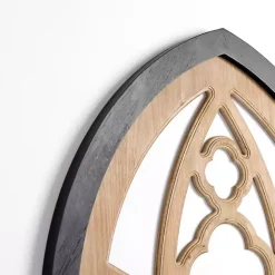 Kirklands Home Leah Black and Natural Wood Arched Wall Plaque
