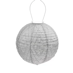Outlet Kirklands Home LED Round Light Taupe Outdoor Hanging Lantern Gray