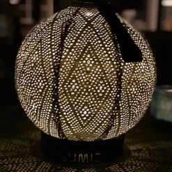 Outlet Kirklands Home LED Round Light Taupe Outdoor Hanging Lantern Gray