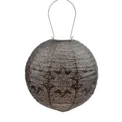 Clearance Kirklands Home LED Round Taupe Outdoor Hanging Lantern Gray