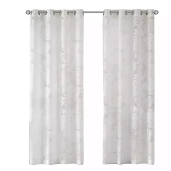 Kirklands Home Leilani Palm Leaf Curtain Panel, 84 in. White
