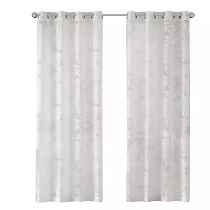 Kirklands Home Leilani Palm Leaf Curtain Panel, 84 in. White