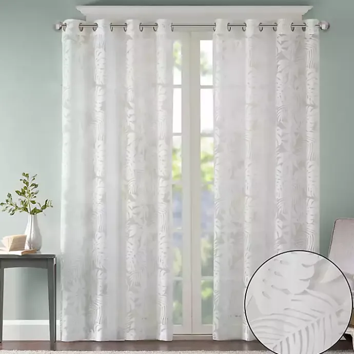 Kirklands Home Leilani Palm Leaf Curtain Panel, 84 in. White