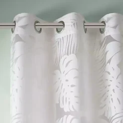 Kirklands Home Leilani Palm Leaf Curtain Panel, 84 in. White