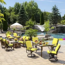 Discount Kirklands Home Lemon Leala Luxe Outdoor Dining Chair Cushion Yellow