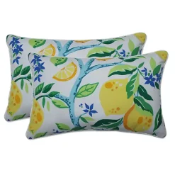 Kirklands Home Lemon Vine Outdoor Lumbar Pillows, Set of 2