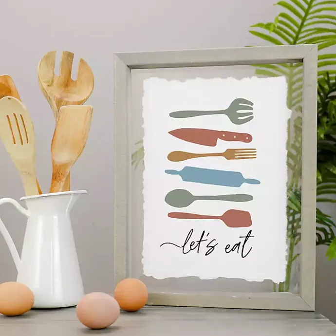 Kirklands Home Let's Eat Framed Wall Plaque