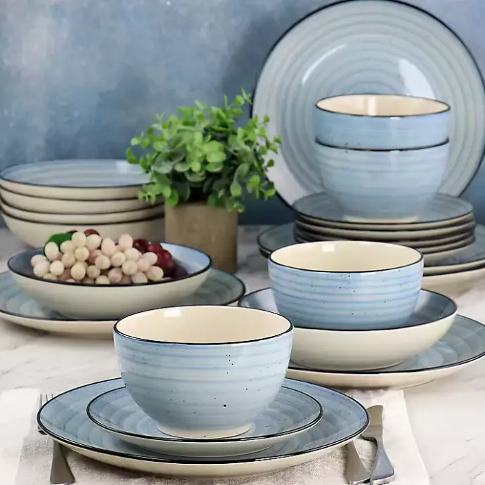 Online Kirklands Home Light Gia Stoneware 24-pc. Dinnerware Set Blue