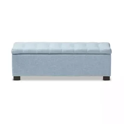 Clearance Kirklands Home Light Grid Tufted Upholstered Ottoman Blue