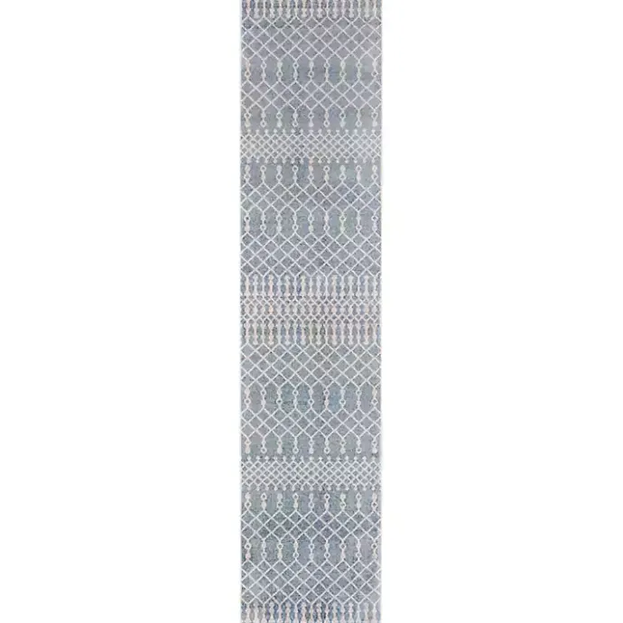 Hot Kirklands Home Light Moroccan Washable Runner, 2x10 Blue