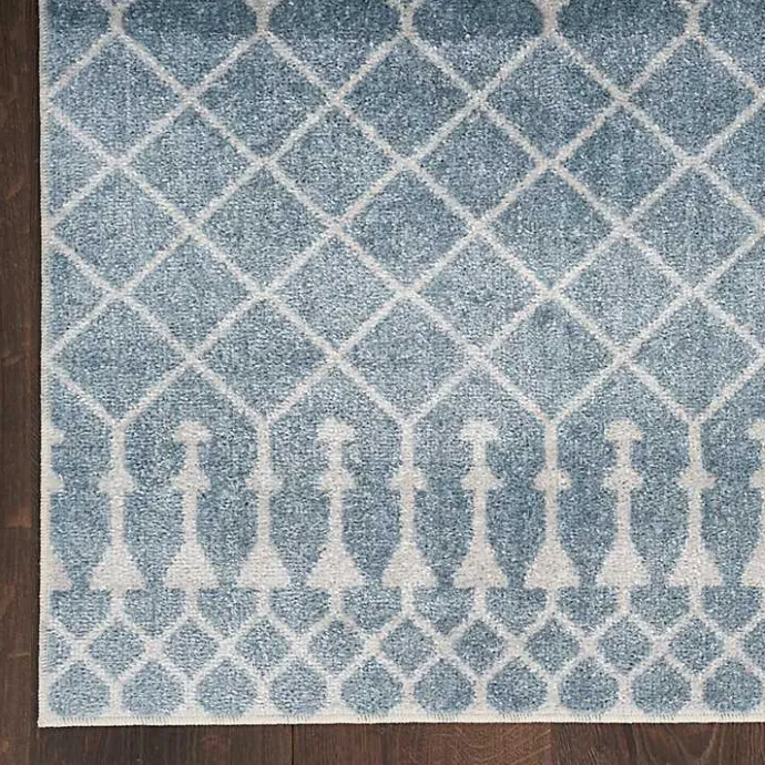 Hot Kirklands Home Light Moroccan Washable Runner, 2x12 Blue