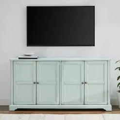 Discount Kirklands Home Light Paneled 4-Door Sideboard Blue