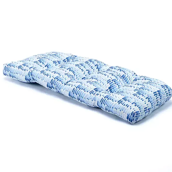 Best Kirklands Home Light Patterned Outdoor Bench Cushion Blue