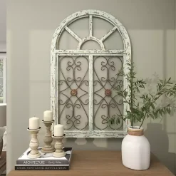 Sale Kirklands Home Light Blue Wood Arched Window Wall Plaque