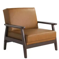 New Kirklands Home Light Faux Leather Ambon Accent Chair Brown