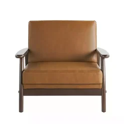 New Kirklands Home Light Faux Leather Ambon Accent Chair Brown