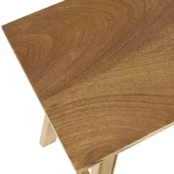 New Kirklands Home Light Mango Wood Rustic Tall Bench Brown