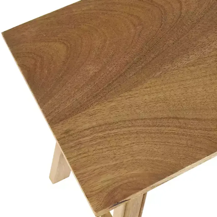New Kirklands Home Light Mango Wood Rustic Tall Bench Brown