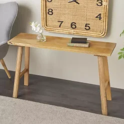 New Kirklands Home Light Mango Wood Rustic Tall Bench Brown