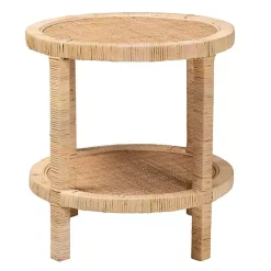 New Kirklands Home Light Brown Woven Rat Accent Table Tan