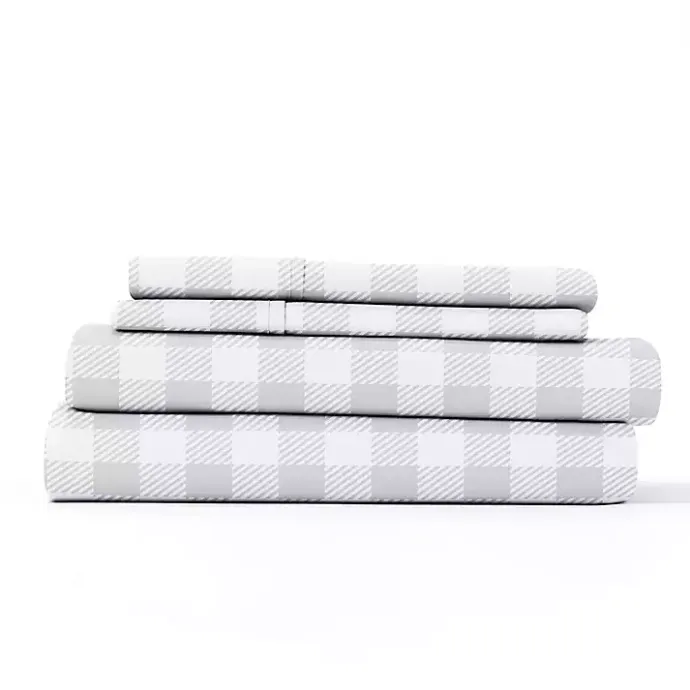 Sale Kirklands Home Light Country Plaid 4-Pc. Full Bed Sheet Set Gray