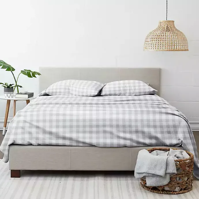 Best Kirklands Home Light Gray Country Plaid 4-pc. King Bed Sheet Set