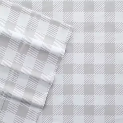 Best Kirklands Home Light Gray Country Plaid 4-pc. King Bed Sheet Set