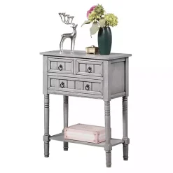 Outlet Kirklands Home Light 3-Drawer Turned Legs Accent Table Gray