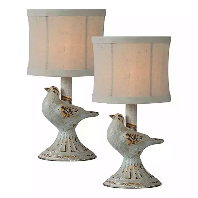 Online Kirklands Home Light June Bird Mini Table Lamps, Set of 2 Gray