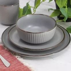 Outlet Kirklands Home Light Leo Stoneware 16-pc. Dinnerware Set Gray