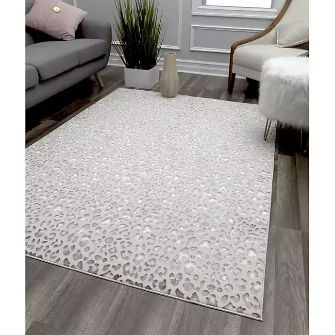 Hot Kirklands Home Light Leopard Textured Area Rug, 8x10 Gray