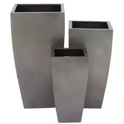 New Kirklands Home Light Metal Round Tapered Planters, Set of 3 Gray