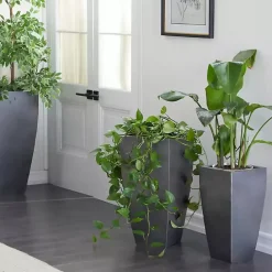 New Kirklands Home Light Metal Round Tapered Planters, Set of 3 Gray