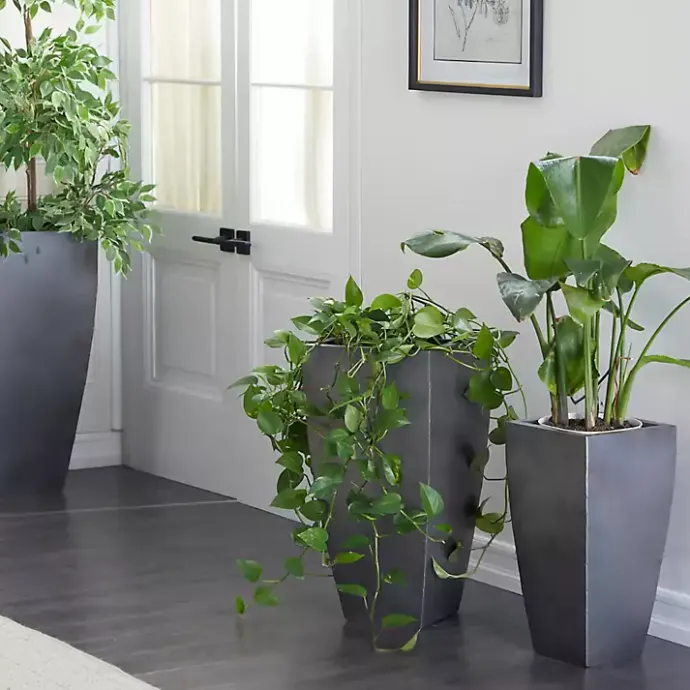 New Kirklands Home Light Metal Round Tapered Planters, Set of 3 Gray