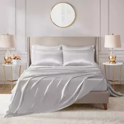 Sale Kirklands Home Light Satin 6-pc. California King Sheet Set Gray