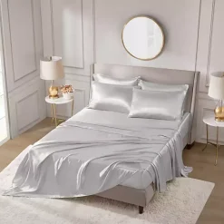 New Kirklands Home Light Satin 6-pc. Full Sheet Set Gray