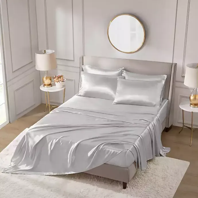 New Kirklands Home Light Satin 6-pc. Full Sheet Set Gray