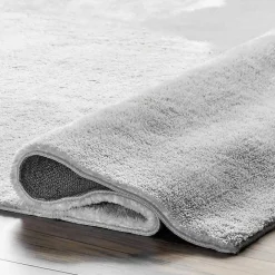 New Kirklands Home Light Gray Shag Washable Area Rug, 5x8