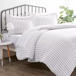 Sale Kirklands Home Light Gray Stripes 3-pc. Queen Duvet Cover Set