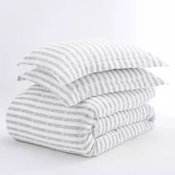 Sale Kirklands Home Light Gray Stripes 3-pc. Queen Duvet Cover Set