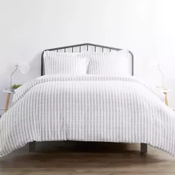 Kirklands Home Light Gray Stripes 3-pc. Twin Duvet Cover Set