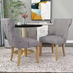 Discount Kirklands Home Light Wingback Dining Chairs, Set of 2 Gray
