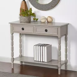 Kirklands Home Light Wood 2-Drawer Barrett Console Table Gray