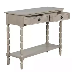 Kirklands Home Light Wood 2-Drawer Barrett Console Table Gray