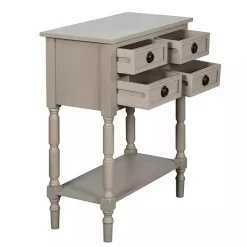 Discount Kirklands Home Light Wood 4-Drawer Barrett Console Table Gray