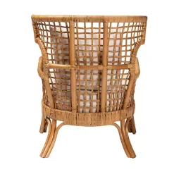 Kirklands Home Light Honey Rattan Curved Accent Chair Ivory