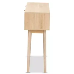 Kirklands Home Light Oak Rat and Wood Console Table Tan