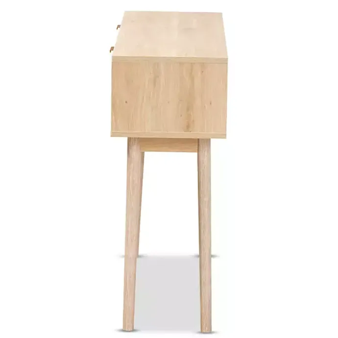 Kirklands Home Light Oak Rat and Wood Console Table Tan